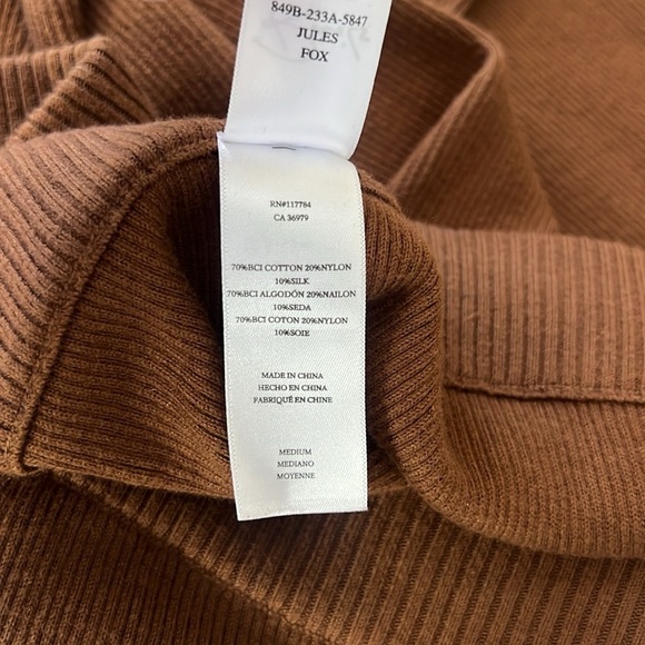 Rails Jules Fox Brown Cotton Silk Blend Ribbed Knit Split Hem Pants Medium - Picture 9 of 14